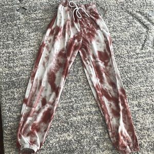 Cute brown and white tie-dye sweatpants